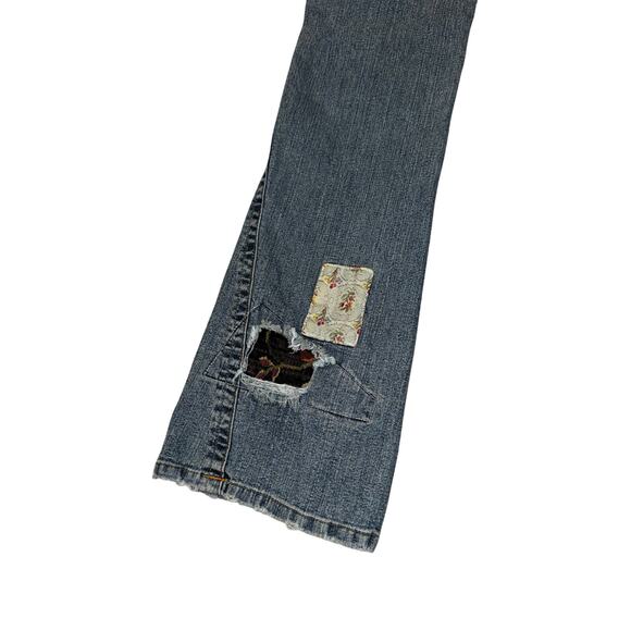 Caché Y2K Patchwork Bootcut Jeans Distressed Tapestry Pocket Denim Size 6 - Picture 9 of 14
